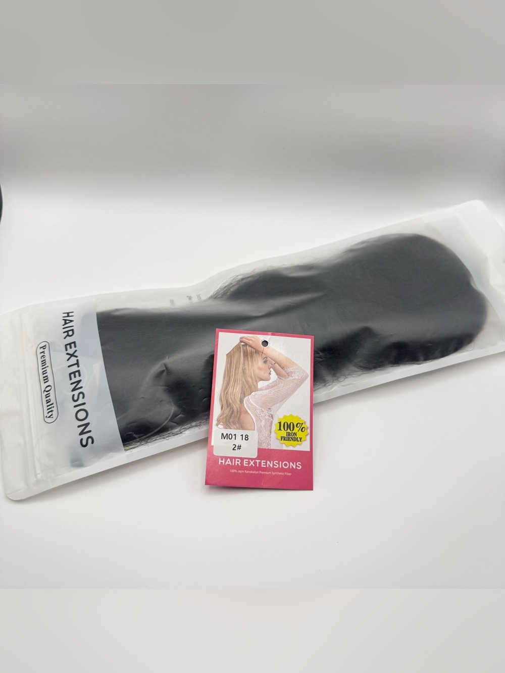 (2 PIECES)Halo Hair Extension & Pony Tail Extension-Both: Black, Long, Straight